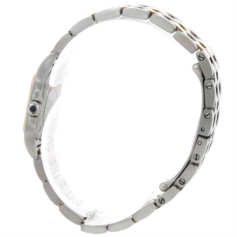 This image shows a side profile of the Cartier Panthere W25029B6 Women
s Stainless Steel Silver Dial W25029B6 Women
s Stainless Steel Silver Dial model watch, focusing on the band and case.