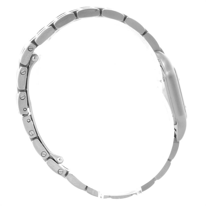 The image shows a side profile of the Panthere de Cartier watch, emphasizing the bracelet and case.
