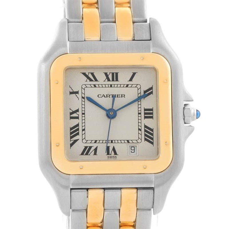 Cartier Panthere Large Steel 18K Yellow Gold 2 Row Watch W25028B8 SwissWatchExpo