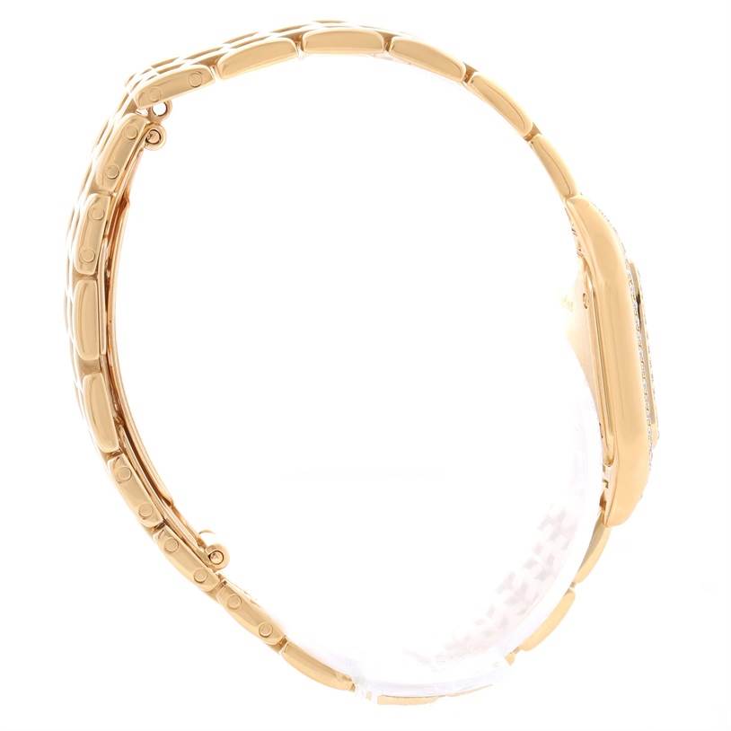 The image shows a side view of the Cartier Panthere WF3072B9 Women's Yellow Gold Silver Dial WF3072B9 Women's Yellow Gold Silver Dial watch, focusing on the bracelet and edge of the case.