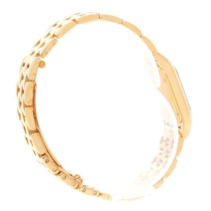 The image shows the side view of a Cartier Panthere 8057915 Women's Yellow Gold Mother of Pearl Dial 8057915 Women's Yellow Gold Mother of Pearl Dial watch's case and bracelet.