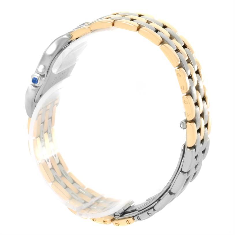This image shows the Panthere model by Cartier from a side angle, focusing on the gold and silver bracelet detailing.