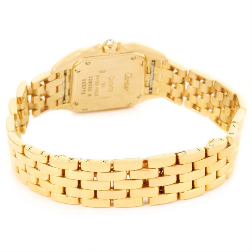 This image shows the back view and band of the Cartier Panthère watch.