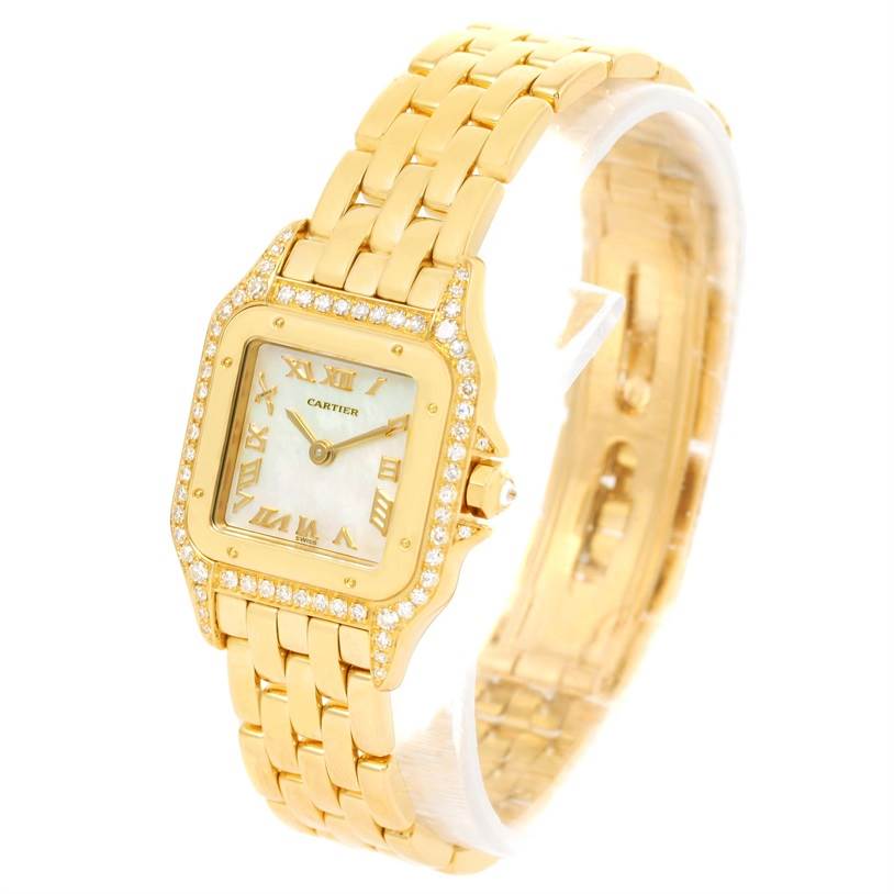 Cartier Panthere Yellow Gold Mother of Pearl Diamond Watch W25022B9 ...