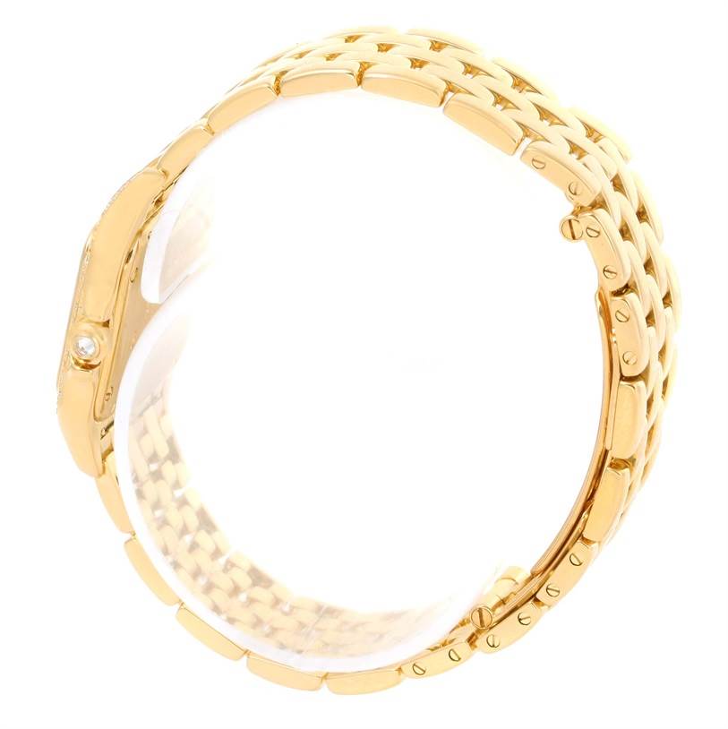This image shows a side view of the gold bracelet of a Cartier Panthere W25022B9 Women's Yellow Gold Mother of Pearl Dial W25022B9 Women's Yellow Gold Mother of Pearl Dial watch.