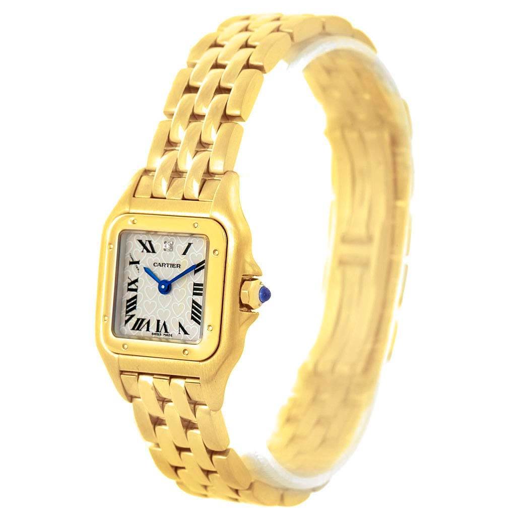 The image shows a gold Cartier Panthere W25022B9 Women's Yellow Gold Beige Dial W25022B9 Women's Yellow Gold Beige Dial watch, positioned at a slight angle highlighting the dial and bracelet.