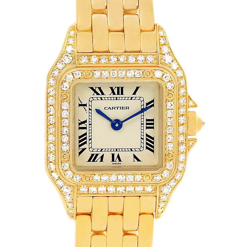 Cartier Panthere 18k Yellow Gold Diamond Ladies Watch WF3072B9 SwissWatchExpo
