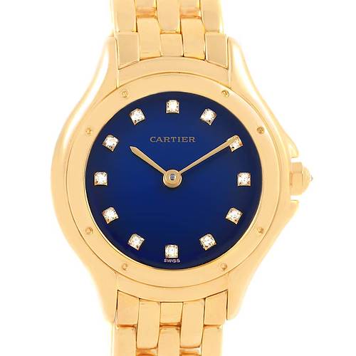Photo of Cartier Cougar 18K Yellow Gold Diamond Blue Dial Watch 11651