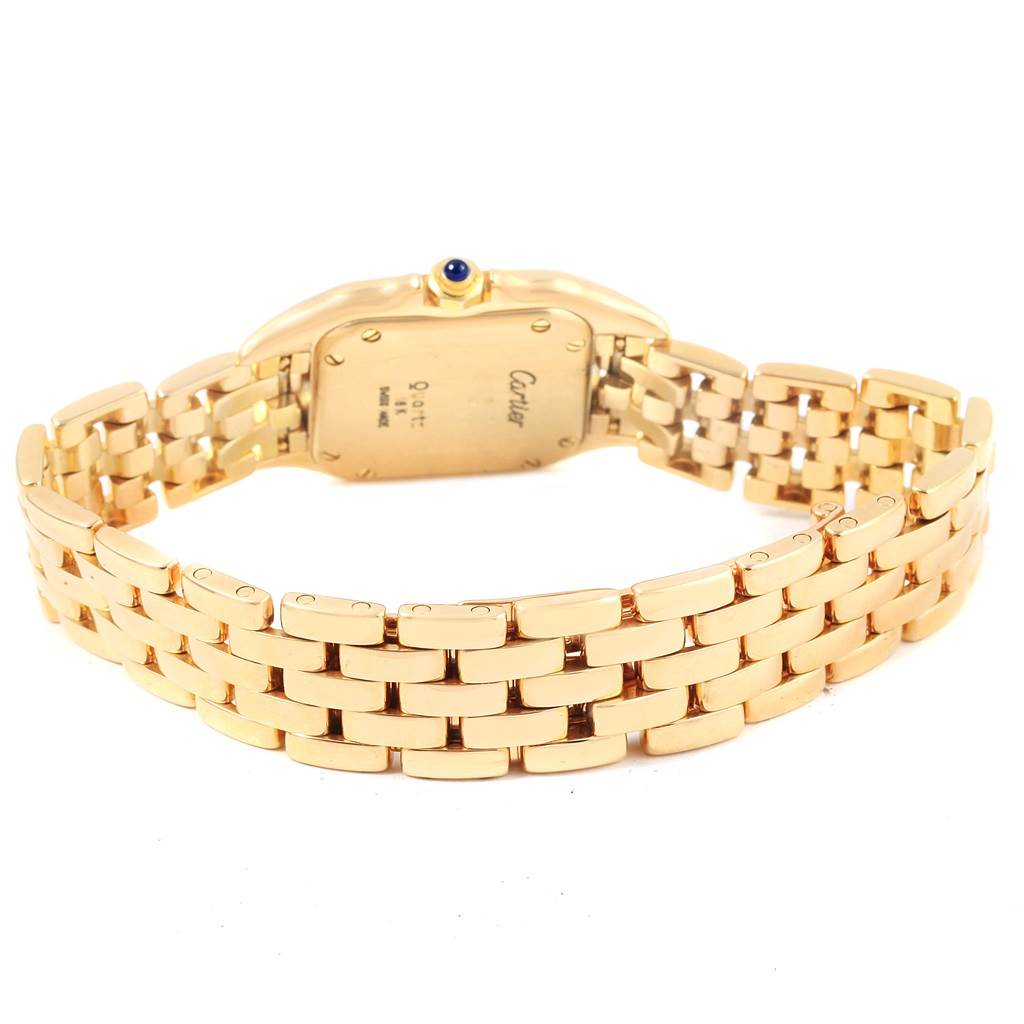 This image shows the rear view of the Cartier Panthere W25022B9 Women's Yellow Gold Beige Dial W25022B9 Women's Yellow Gold Beige Dial watch, highlighting its gold bracelet and case back.