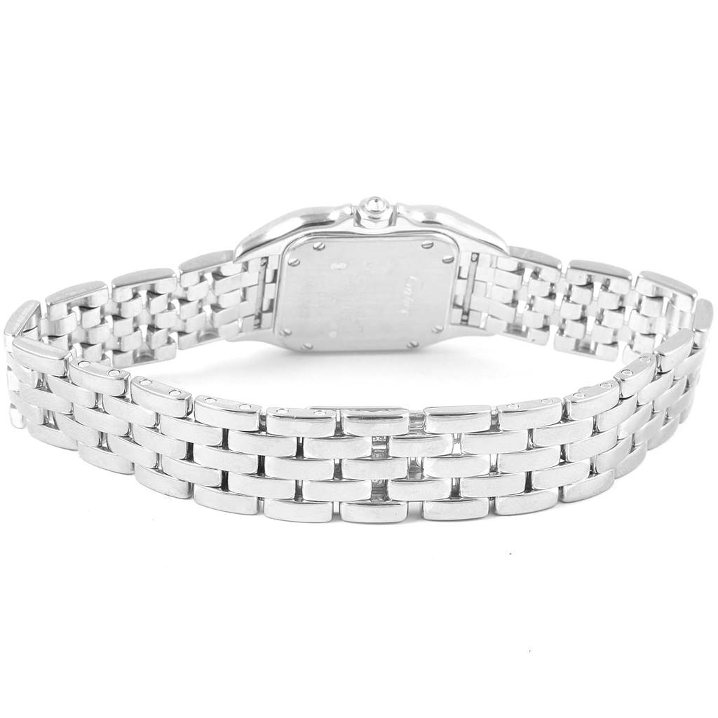 The image shows the back view and metal bracelet of a Cartier Panthere WF3091F3 Women
s White Gold Silver Dial WF3091F3 Women
s White Gold Silver Dial watch.