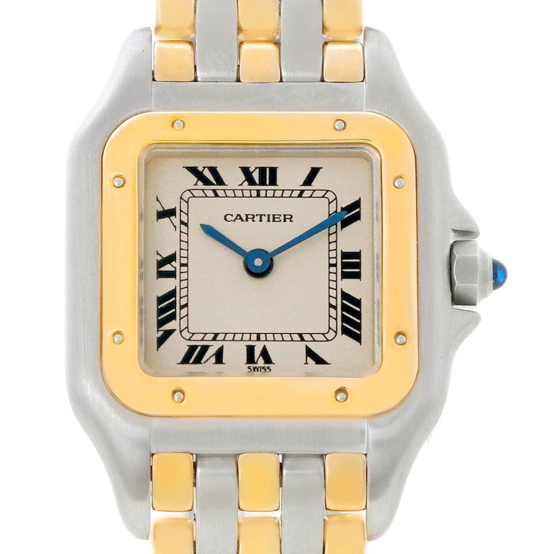Cartier Panthere Ladies Steel 18K Yellow Gold 3 Row Watch W25029B6 SwissWatchExpo