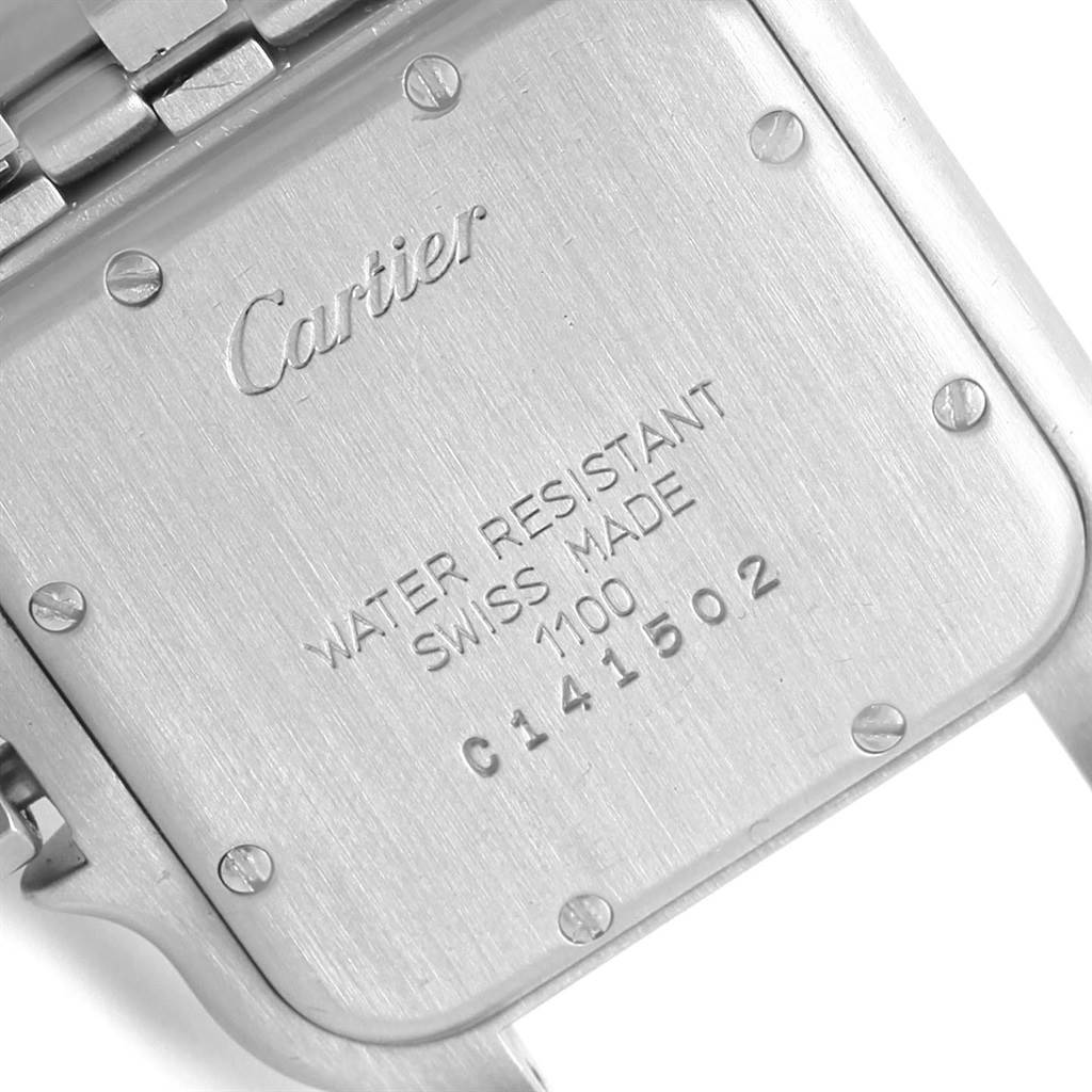 The image shows the back case of a Cartier Panthere W25028B5 Men's Steel and Gold (two tone) Silver Dial W25028B5 Men's Steel and Gold (two tone) Silver Dial watch, highlighting branding and water resistance details.