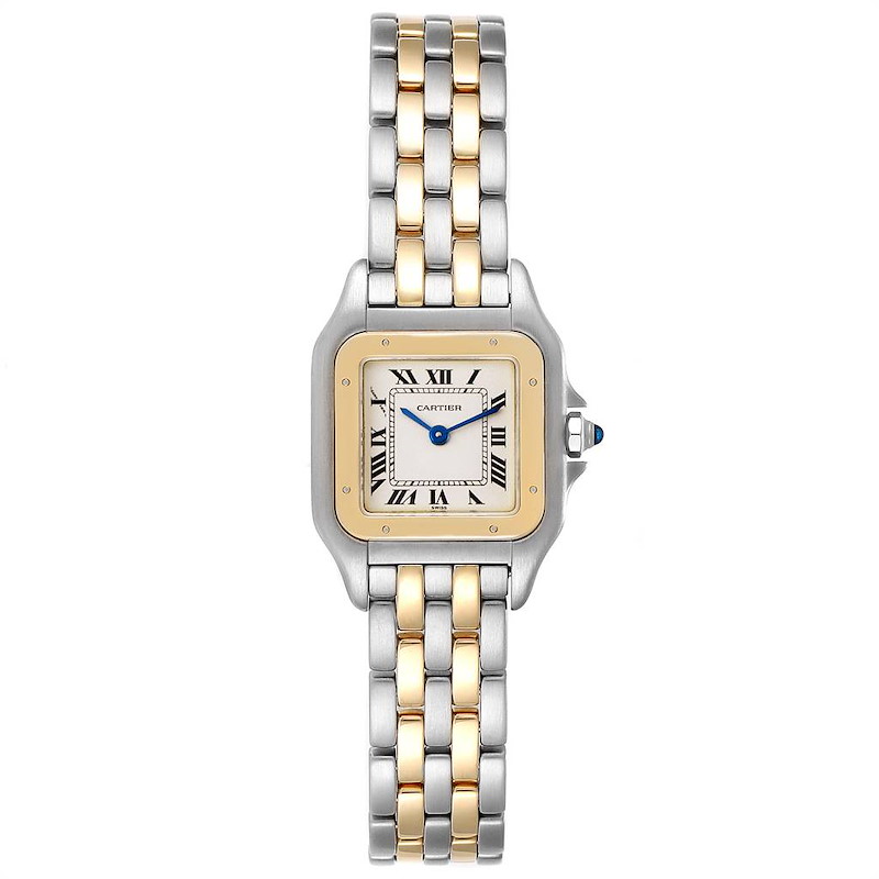 Cartier Panthere Steel Yellow Gold Two Row Unisex Watch W25028B5 Box SwissWatchExpo