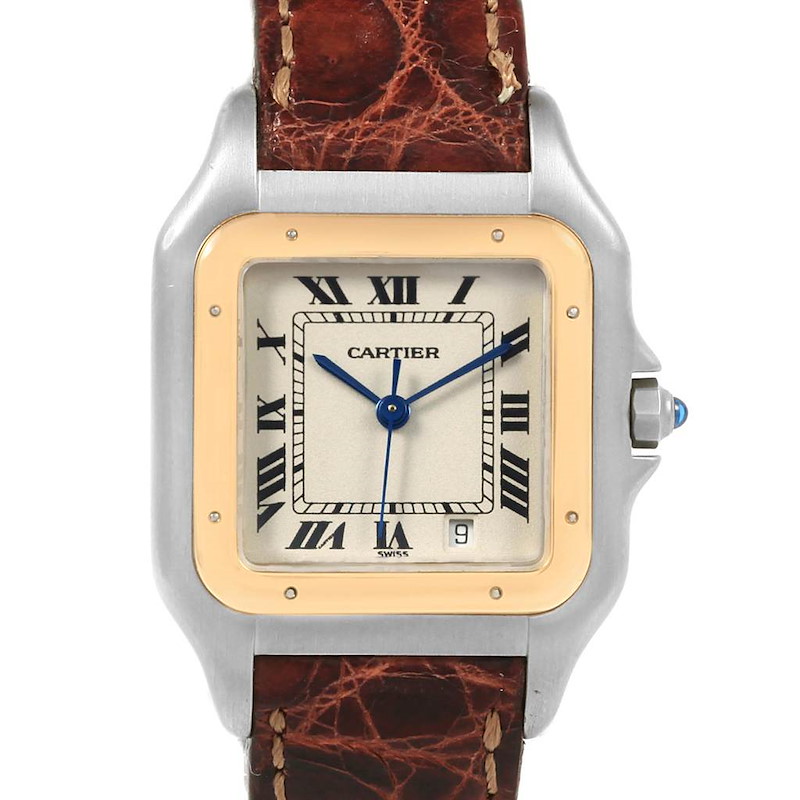 Cartier Panthere Steel Yellow Gold Brown Unisex Watch W25028B5 Box SwissWatchExpo