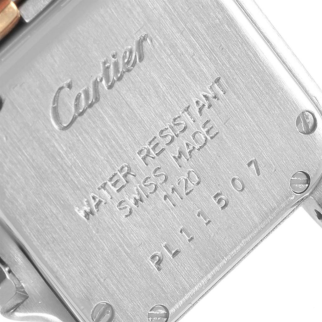 The image shows the back case of a Cartier Panthere W25029B6 Women
s Stainless Steel Silver Dial W25029B6 Women
s Stainless Steel Silver Dial watch, displaying brand engraving and production details.