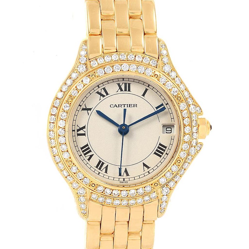 Cartier Panthere Cougar 18K Yellow Gold Diamond Ladies Watch 887907 SwissWatchExpo