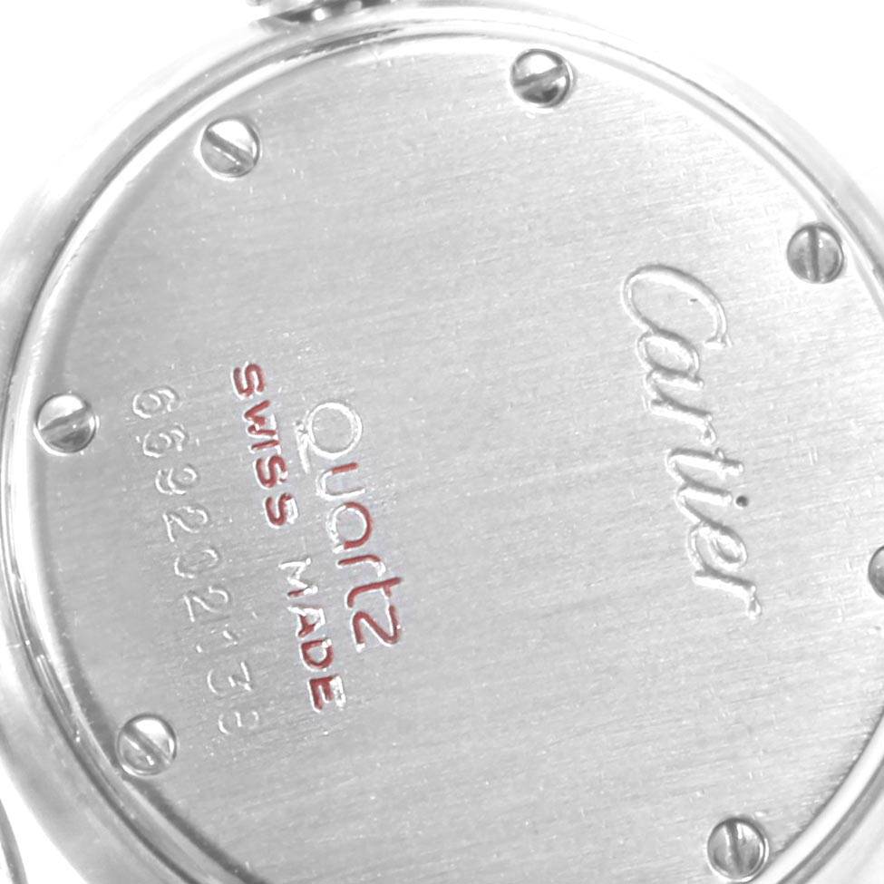 The image shows the back cover of a Cartier Panthere 166920 Women's Steel and Gold (two tone) Silver Dial 166920 Women's Steel and Gold (two tone) Silver Dial watch, displaying the brand, model, and "Quartz Swiss Made" marking.