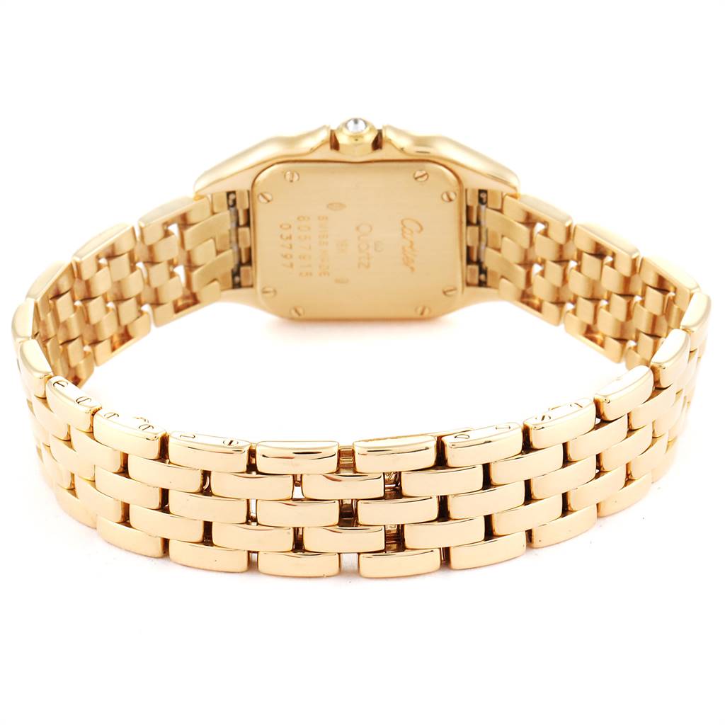 This image shows the back view and bracelet of a Cartier Panthere WF3072B9 Women's Yellow Gold Beige Dial WF3072B9 Women's Yellow Gold Beige Dial watch.