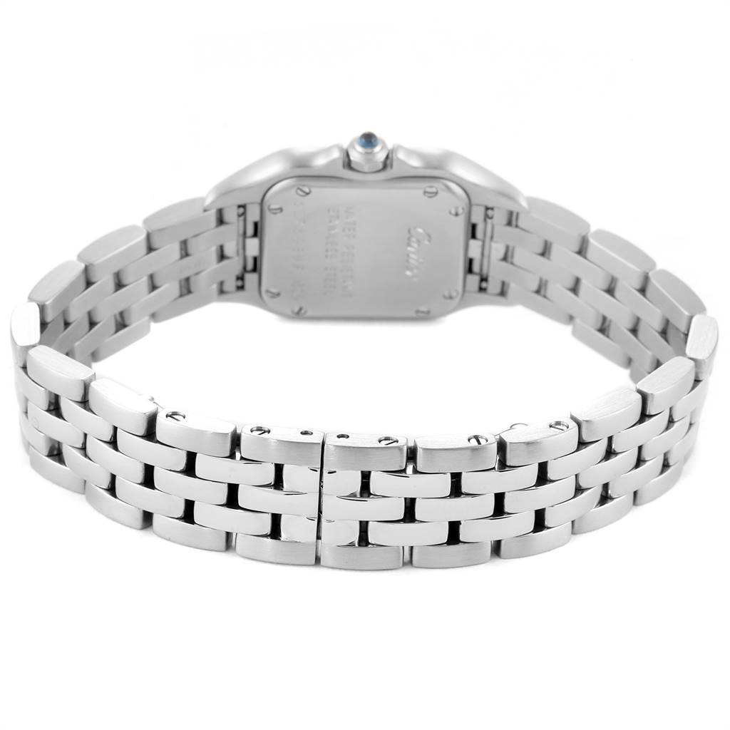 The image shows the back and bracelet of a Cartier Panthere W25033P5 Women
s Stainless Steel Silver Dial W25033P5 Women
s Stainless Steel Silver Dial watch from a rear view angle.