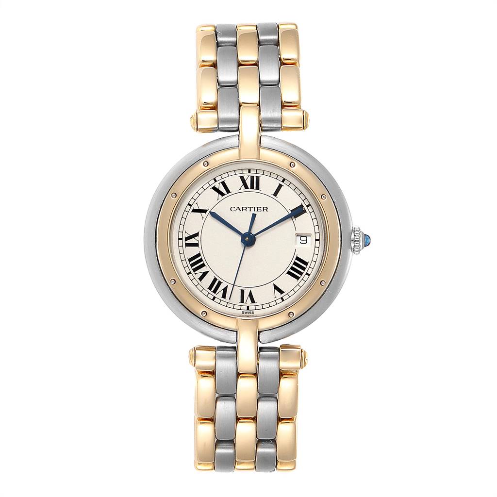 The image shows a front view of the Cartier Vendome 183964 Women's Steel and Gold (two tone) Silver Dial 183964 Women's Steel and Gold (two tone) Silver Dial watch, displaying the face, bezel, and part of the bracelet.
