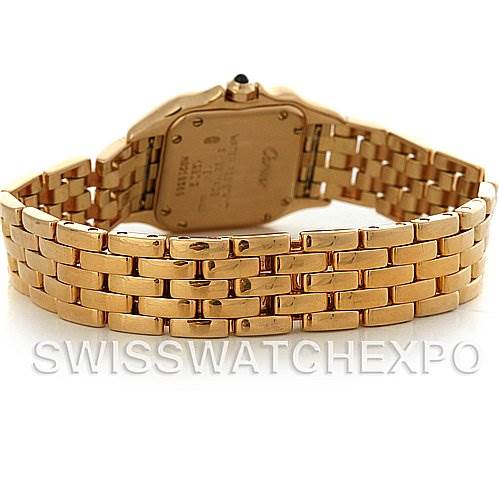 The image shows the back and the bracelet of the Cartier Panthere W25022B9 Women's Yellow Gold Silver Dial W25022B9 Women's Yellow Gold Silver Dial model watch, viewed from a rear angle.