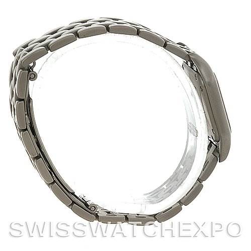 The image shows a side view of the Cartier Panthere Women
s Stainless Steel Silver Dial Women
s Stainless Steel Silver Dial model watch, highlighting its bracelet and clasp.