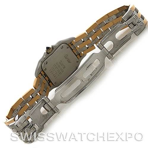 The image shows the back and clasp mechanism of a Cartier Panthere W25029B6 Women
s Stainless Steel Silver Dial W25029B6 Women
s Stainless Steel Silver Dial watch.