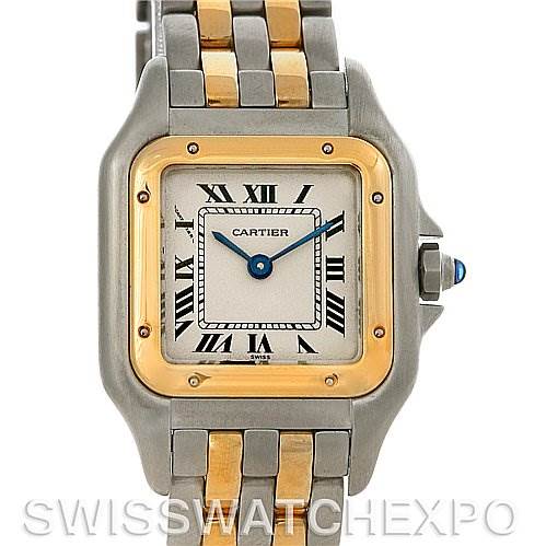 The image shows a frontal view of the Cartier Panthere W25029B6 Women
s Stainless Steel Silver Dial W25029B6 Women
s Stainless Steel Silver Dial watch, highlighting its dial, bezel, and part of the bracelet.