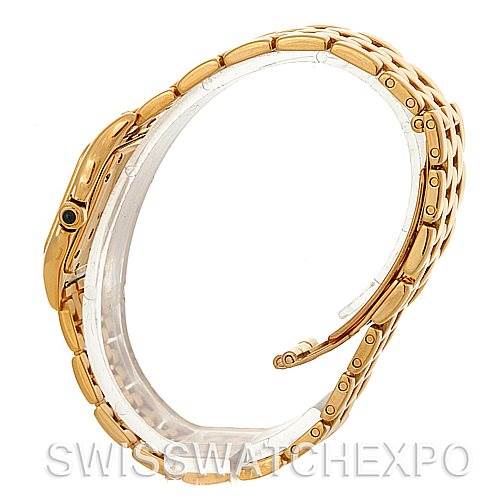 The image shows the side profile, bracelet, and clasp of the Cartier Panthere W25022B9 Women's Yellow Gold Silver Dial W25022B9 Women's Yellow Gold Silver Dial watch.