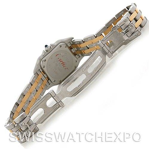 The image shows the back and clasp of a Cartier Panthere W25029B6 Women
s Stainless Steel Silver Dial W25029B6 Women
s Stainless Steel Silver Dial model watch.