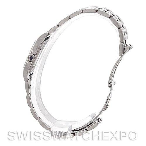 The image shows a side view angle of a Cartier Panthere W25033P5 Women
s Stainless Steel Silver Dial W25033P5 Women
s Stainless Steel Silver Dial model watch, highlighting its bracelet and case profile.