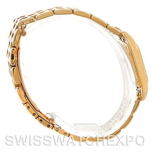 The image shows a side view of a Cartier Panthere W25022B9 Women's Yellow Gold Silver Dial W25022B9 Women's Yellow Gold Silver Dial model watch, highlighting its gold bracelet and side profile of the case.