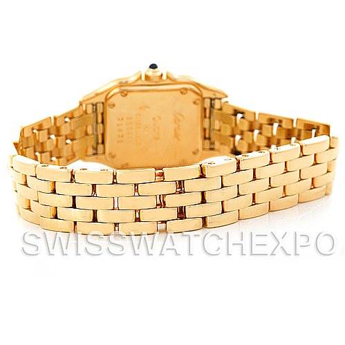 The image shows the back case and bracelet of a Cartier Panthere W25022B9 Women
s Yellow Gold Silver Dial W25022B9 Women
s Yellow Gold Silver Dial watch.