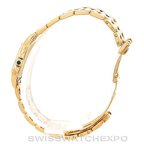This image shows a side view of the Cartier Panthere W25022B9 Women's Yellow Gold Silver Dial W25022B9 Women's Yellow Gold Silver Dial model watch, highlighting its band and case.