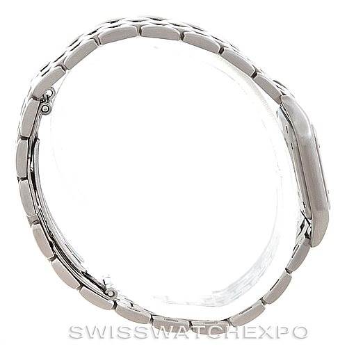 The image shows a side view of the Cartier Panthere W25033P5 Women's Stainless Steel Silver Dial W25033P5 Women's Stainless Steel Silver Dial watch emphasizing its bracelet and case.