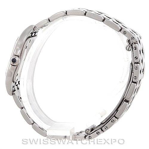 This image shows a side view of the Cartier Panthere W25033P5 Women
s Stainless Steel Silver Dial W25033P5 Women
s Stainless Steel Silver Dial watch, focusing on its bracelet and case profile.