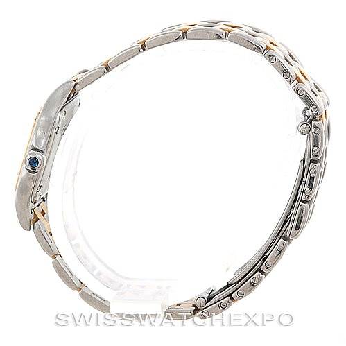 The image shows a side view of the bracelet and case profile of the Cartier Panthere W25029B6 Women
s Stainless Steel Silver Dial W25029B6 Women
s Stainless Steel Silver Dial watch, highlighting its sleek design.