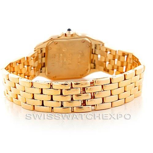 This image shows the back and gold bracelet of the Panthère de Cartier watch by Cartier.