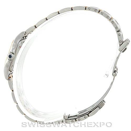 The image shows a side view of a Cartier Panthere W25029B6 Women
s Stainless Steel Silver Dial W25029B6 Women
s Stainless Steel Silver Dial watch, focusing on the bracelet and clasp mechanism.