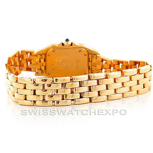 This image shows the back and gold bracelet of a Cartier Panthere W25022B9 Women's Yellow Gold Silver Dial W25022B9 Women's Yellow Gold Silver Dial model watch, viewed from the rear.