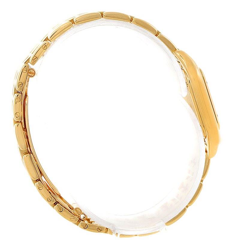 The image shows a side view of the Panthere model watch by Cartier, highlighting the bracelet and side of the case.