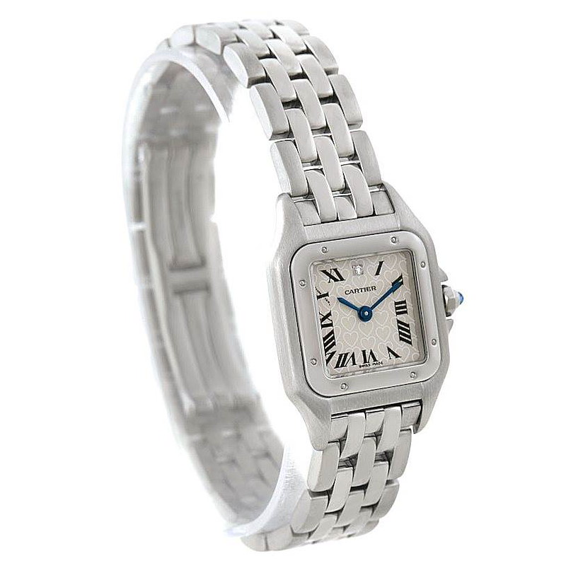 Cartier Panthere Small Steel Diamond Heart Dial Watch W25033P5 SwissWatchExpo