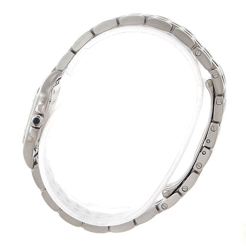 The image shows a side view of the case and bracelet of a Panthere model watch by Cartier.