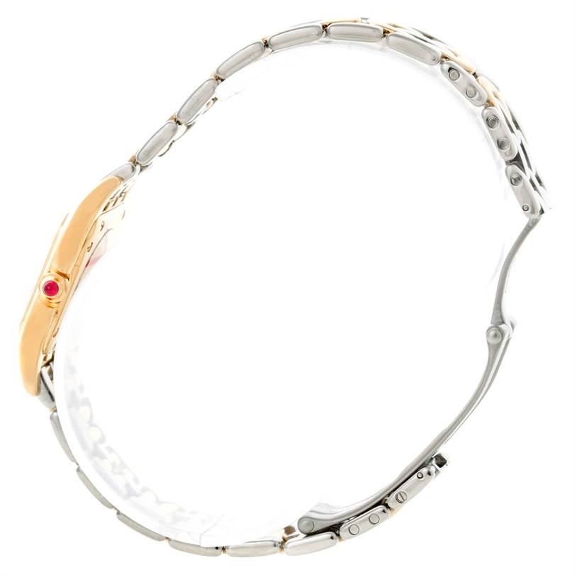 The image shows a side view of the Panthere de Cartier watch, focusing on the bracelet and watch case profile.