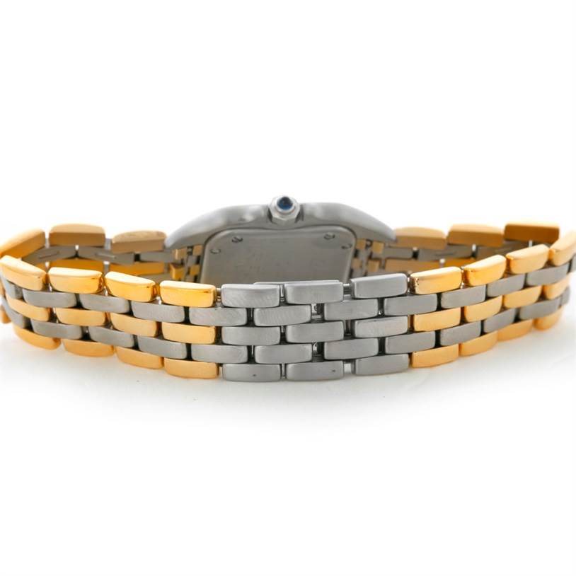 This image shows the back view of the bracelet and case of a Cartier Panthere W25029B6 Women's Stainless Steel Beige Dial W25029B6 Women's Stainless Steel Beige Dial watch.