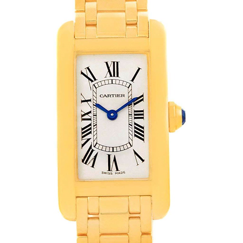 Cartier Tank Americaine 18K Yellow Gold Women's Watch W26015K2 SwissWatchExpo