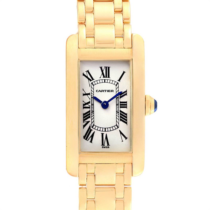 Cartier Tank Americaine 18K Yellow Gold Ladies Watch W26015K2 SwissWatchExpo