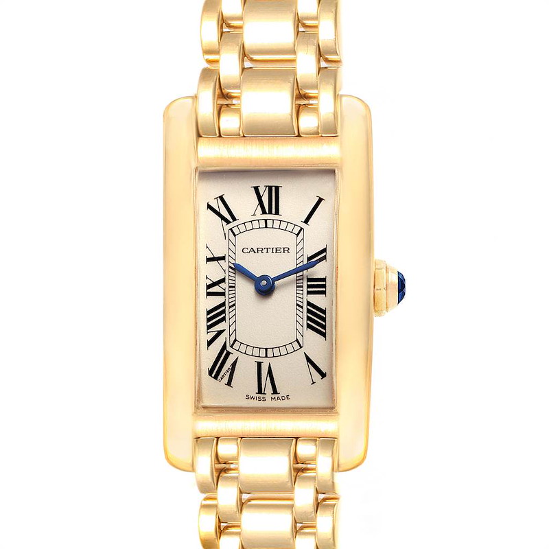 Cartier Tank Americaine 18K Yellow Gold Ladies Watch W26015K2 SwissWatchExpo