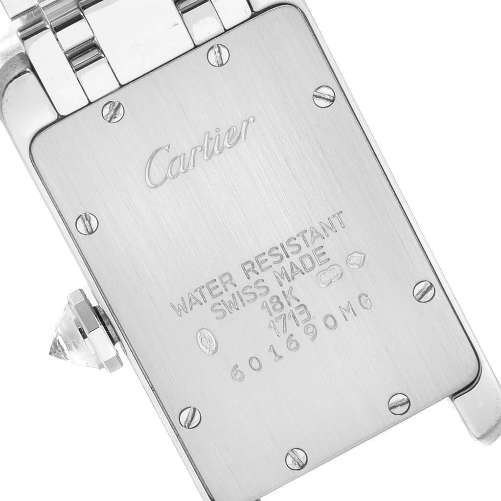 This image shows the back casing of a Cartier Tank Americaine WB7018L1 Women
s White Gold Silver Dial WB7018L1 Women
s White Gold Silver Dial watch.