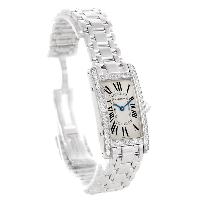 Cartier Tank Americaine 18K White Gold Diamond Watch WB707331 SwissWatchExpo